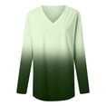 thumbnail image 7 of Fshinging Women T Shirts Gradient Patchwork Long Sleeve V Neck Loose Casual Slim Ladies Clothes, 7 of 7
