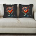 thumbnail image 3 of Set of 2 18x18in Throw Pillow Covers with Whimsical Tree Design Vibrant Orange Heart Intertwined Vines & Colorful Leaves for Couch Bed Car, 3 of 8