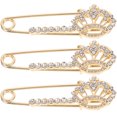 thumbnail image 4 of Ensemble de Broche de Sécurité Dorée 3 Pcs pour Femmes, Épingles de Mode 2.6X0.8in, 4 of 8