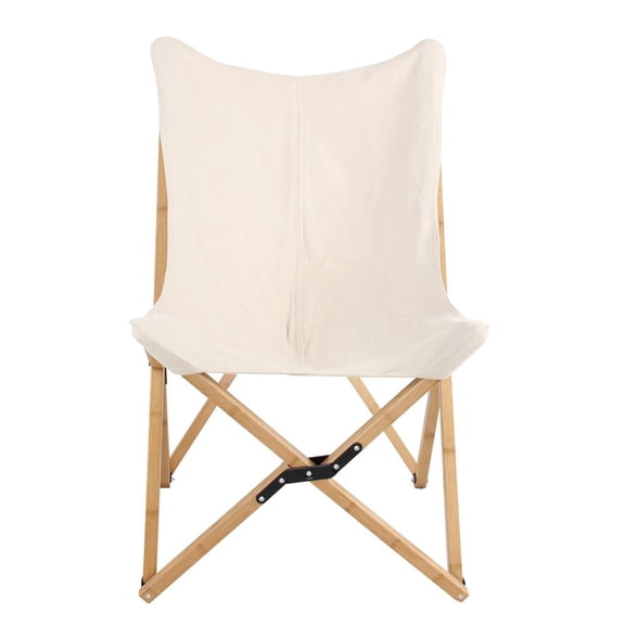 AmeriHome Canvas and Bamboo Butterfly Chair - White