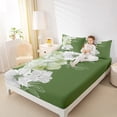 thumbnail image 4 of Manfei Green White Flower Twin Sheet Sets,Country Floral Twin Fitted Sheet,Rustic Aestheric Flat Sheet For Girls Kids,Breathable Home Decor,3-Piece, 4 of 7