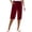 Wine Red, variant on Womens Dress Pants Ladies' Casual Solid Color Breathable Cotton Linen Five Quarter Pants (with Drawstring Removed And Back Pocket Added) Business Work Casual Pants
