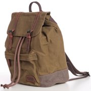 TimberWolf Vintage Daypack Backpack w/ Waxed Canvas, Laptop Compartment, Water-Resistant Lining, Leather Trim, Adjustable Straps & Front Zipper Pocket – The Daypack