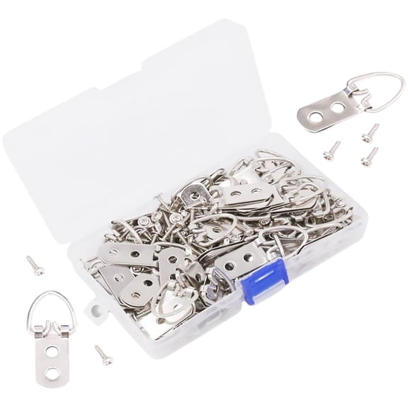 WRISTBIQUE Canvas Hooks for Hanging D Ring Metal 50Pcs 2.1x1in