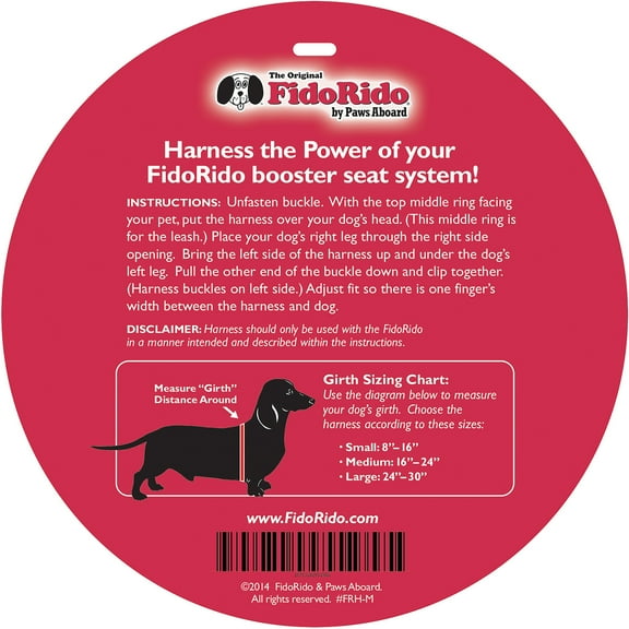 FidoRido Harness-Medium 16.5"-24" Girth, Pk 1, FidoRido