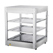 Commercial 24x20x20" 3-Tier Countertop Food Pizza Pastry Warmer Display Case in Gray - 750W 110V