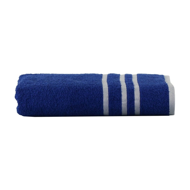 Mainstays Basic Bath Collection Single Bath Towel, Royal Blue Stripe