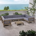 thumbnail image 4 of Noble House Brava 8 Piece Outdoor Acacia Wood Sectional Sofa Set in Dark Gray, 4 of 18