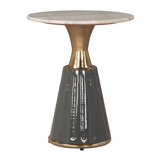 Mesa Lateral Glasa Gris Kessa Muebles