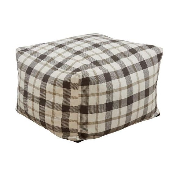 Saro Lifestyle Floor Pouf With Plaid Design