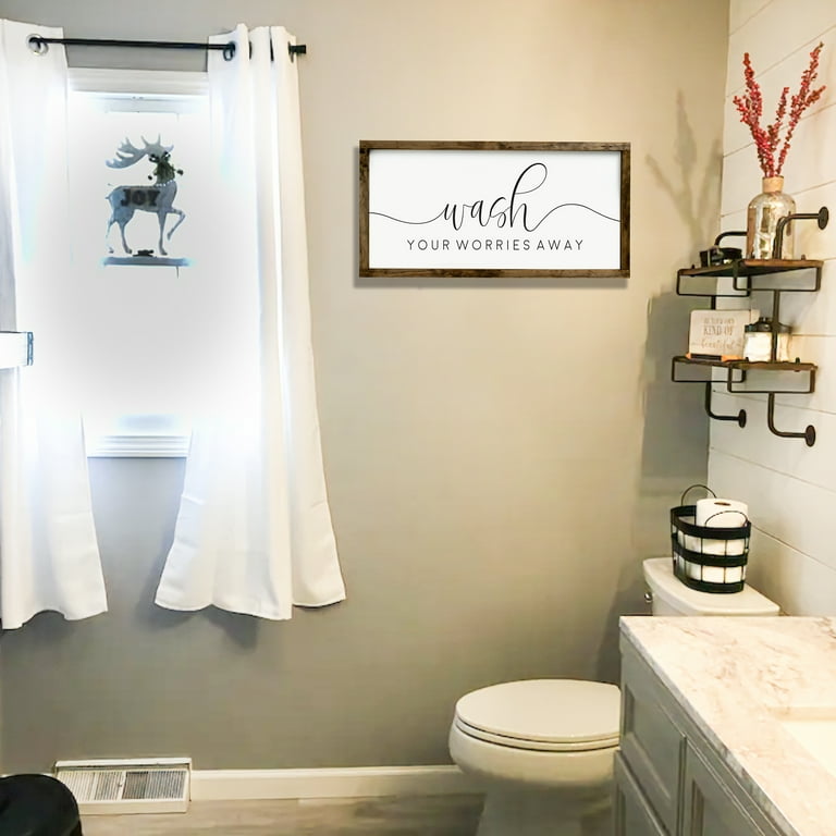 TUXVAKY Framed Bathroom Wall Art Sign – 16x20 Inch Decorative Print For Bathroom Decor, Humorous Or Inspirational