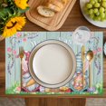 thumbnail image 4 of Easter Bunny Gnomes Placemats Set of 4, Spring Easter Eggs Floral Teal Wood Placemats for Dining Table, Place Mats for Kitchen Tabletop, Waterproof Wipeable Dining Table Mats Set, 4 of 9