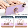 thumbnail image 3 of Case for iPhone 11 Pro Max Case with Ring Stand, Plating Rose Gold Edge 360° Rotatable Ring Holder Magnetic Kickstand Cover, Slim Soft TPU Luxury Protective Phone Case, Purple, 3 of 14