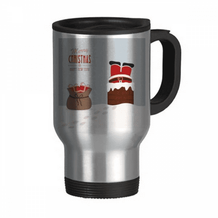 

mas Santa Claus New Year Travel Mug Flip Lid Stainless Steel Cup Car Tumbler Thermos