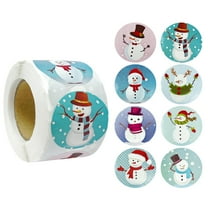 Wrapables Christmas Stickers Label Roll, Holiday Stickers for Sealing Cards, Envelopes, Gift Boxes, Festive Party Favors (500pcs), Snowmen