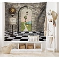thumbnail image 2 of Alice in Wonderland Tapestry, Welcome Wonderland Black and White Floor Landscape Mushroom Print, Wide Wall Hanging for Bedroom Living Room Dorm, 80" X 60", Multicolor, by Ambesonne, 2 of 9