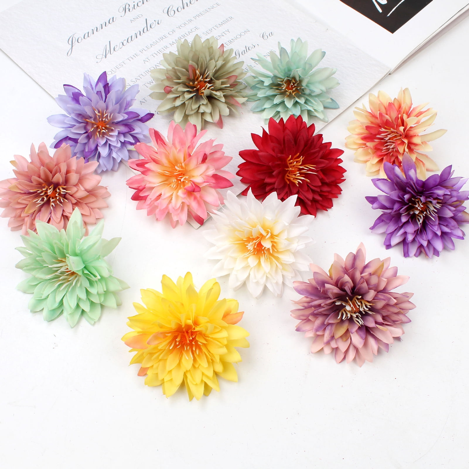 Zeus 50Pcs Artificial Flower Head Easy to Maintain Clear Texture Eye-catching Photography Props Fake Flower Home Decor