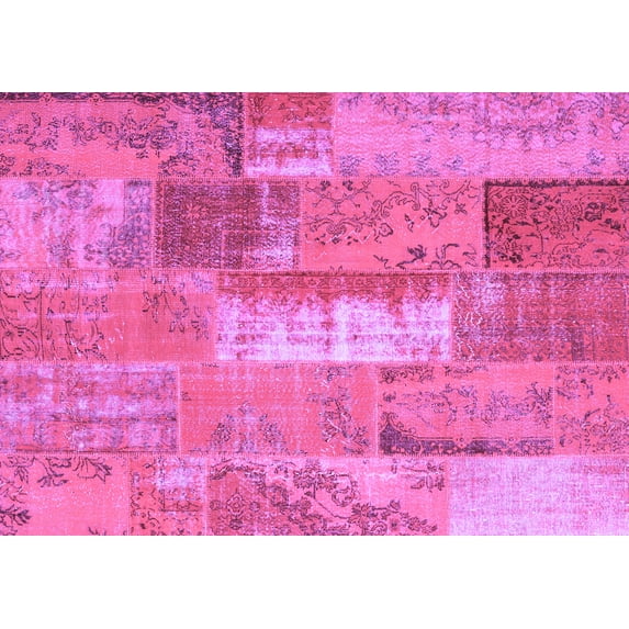 Ahgly Company Indoor Rectangle Patchwork Purple Transitional Area Rugs, 2' x 3'