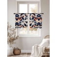 thumbnail image 4 of Navy Blue Burnt Orange Semi Sheer Curtains 45 Inch Length 2 Panels Set, Botanical Abstract Palm Leaf Sheer Kitchen Curtain Privacy Voile Window Curtain for Living Room Bedroom Rod Pocket Drapes, 4 of 7