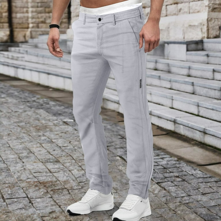 YUHAOTIN Joggers Mens Spring and Autumn Casual Pants Sports Pants Elastic  Waist Korean Version of The Trend Black Long Pants,Grey
