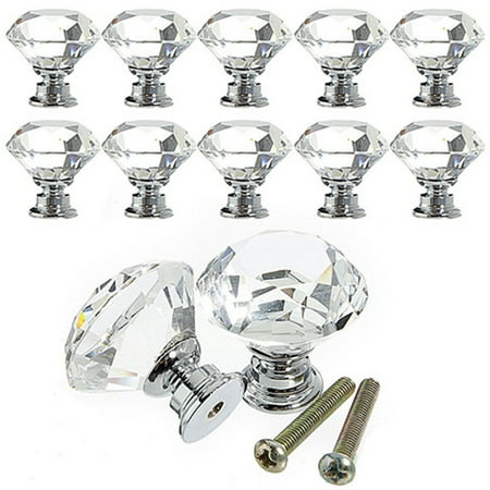 Luxurious Diamond Shape Crystal Ball Door Knobs Zinc Alloy Pull Handle for Cabinet Drawer Wardrobe Cupboard Kitchen Door Specification:30 *