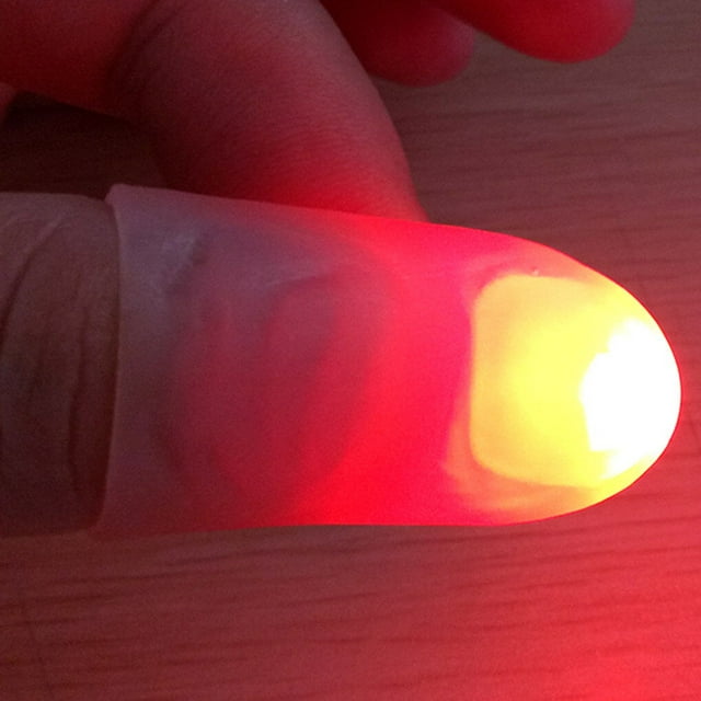 1 Pair High Brightness Fingertip Light Magic Trick Props prop magic fingertip Kids Children Luminous Toy Battery Powered, Red
