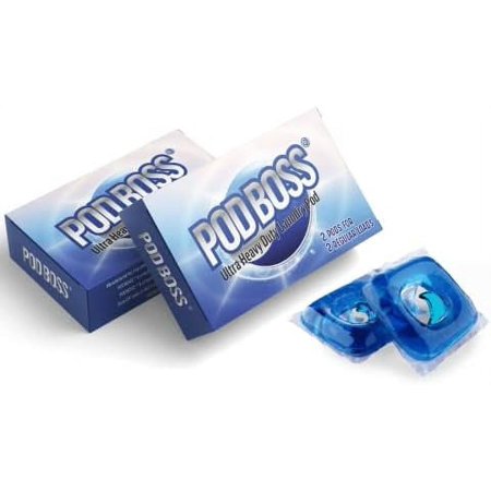PODBOSS Laundry Detergent Pods, 100 packs of two pods for Laundromats, Hotels, Hostels, BnB Apartment Rental, Personal care packs and Vending Machines, Travel sized and compatible with Coin-Vend
