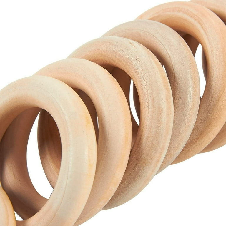 10Pack 100mm(4) Natural Wood Rings, 10mm Smooth Unfinished Wooden