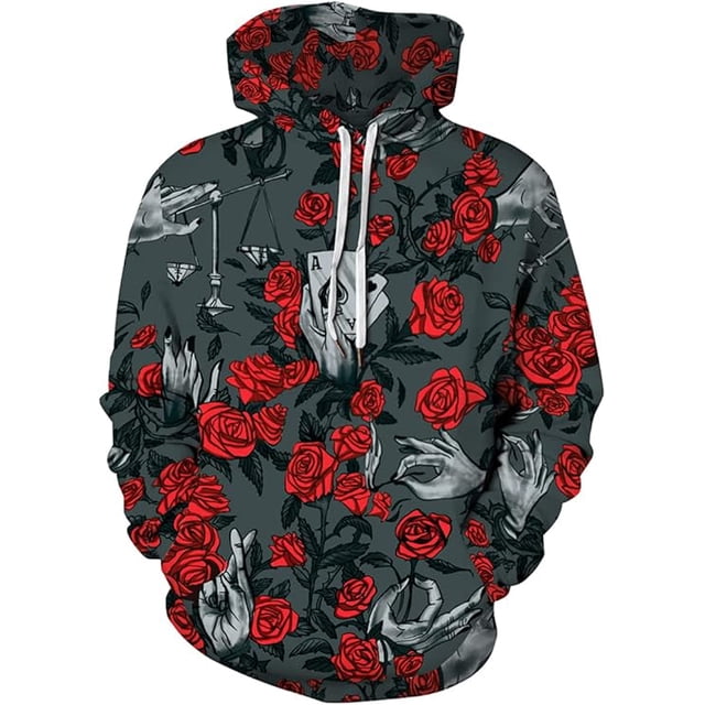 Chaos World Sudadera con capucha para hombre de manga larga con estampado gráfico divertido en 3D, talla L