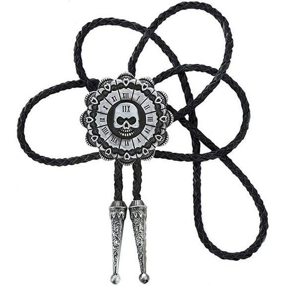 Vintage White Crack Triangle Bolo Tie for Men with Silver Bolo Tie Tips