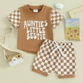 thumbnail image 2 of Bagilaanoe 2pcs Toddler Baby Boy Shorts Set Short Sleeve Letter Print T Shirt Tops + Plaid Shorts 6M 12M 18M 24M 3T Kids Casual Summer Clothes, 2 of 8