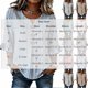 thumbnail image 3 of Neewe Striped Shirts for Women Button 3/4 Sleeve Tops Round Neck Button Blouses Dressy Daily Outfits, 3 of 5