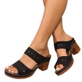 thumbnail image 3 of Womens Sandals Dressy Chunky Heeled Sandals Pour Femmes Slip On Gold Sandals Open Toe Block Heels, 3 of 6