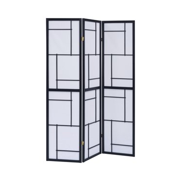 Oriental Furniture 5 ft. Tall Window Pane Shoji Screen - White - 3 ...