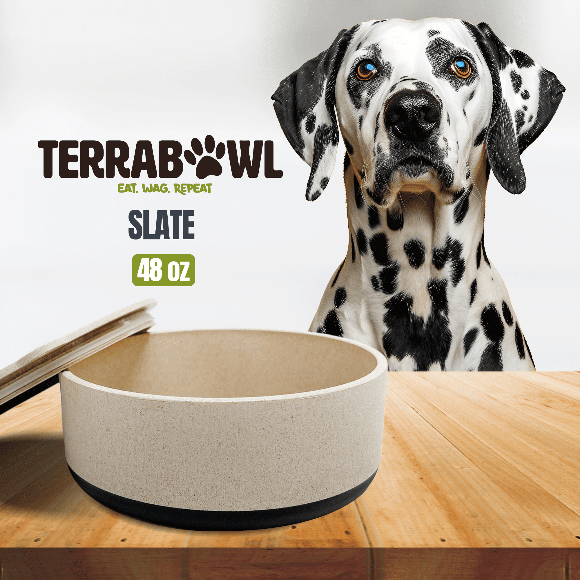 TerraBowl 48 oz. Eco-Friendly, Non-slip Pet Bowl with Lid for Dogs and Cats