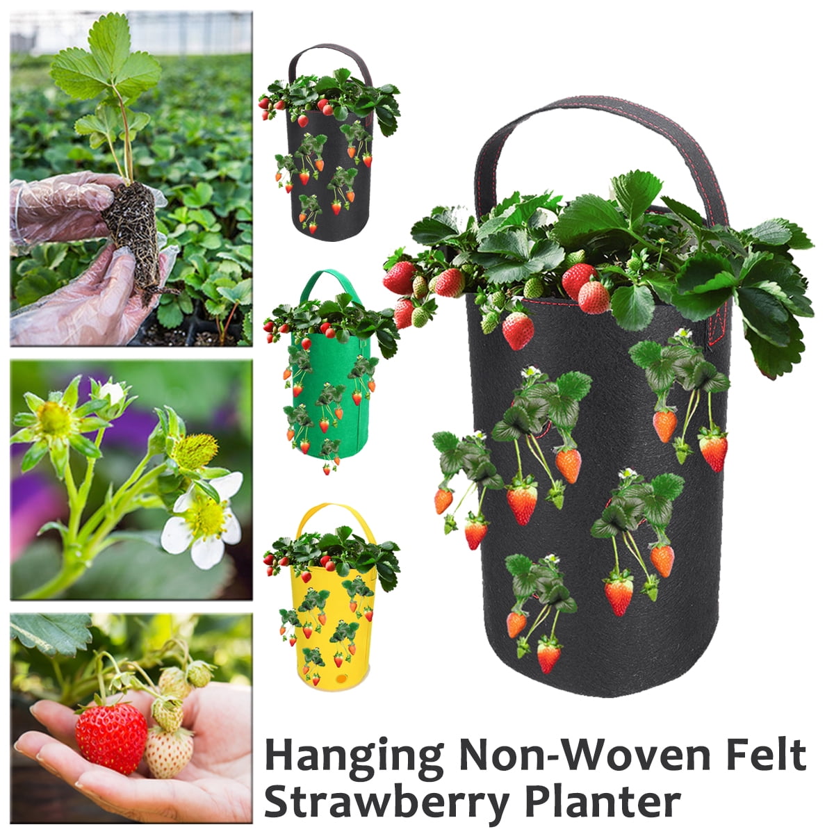 4/6Pcs Hanging Garden Planter Bag Planting Grow Bag Strawberry Plants