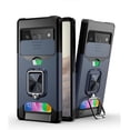 thumbnail image 1 of KOMI Étui Support Réglable avec Fente pour Support TPU+PC, Étui avec Anneau à 360 °, Support, Housse de Protection, Fenêtre Poussoir, Insert, Étui pour Carte, Compatible avec Google Pixel 8 Pro 7A/6A/5A (Bleu, Google Pixel 7), 1 of 5