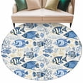 thumbnail image 2 of Round Area Rug 5ft,Vintage Tropical Blue Sea Fish Coral Washable Carpet Non-Slip Runner Accent Rugs Indoor Floor Mat for Bedroom Living Room Decor,Watercolor Ocean Marine Life, 2 of 9