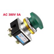 Uxcell Push Button Switch Green Momentary AC 380V 5A Push Button Switch 30mm Panel Mount