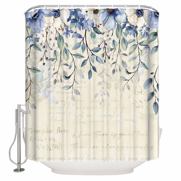 60x72 Inch Shower Curtains for Bathroom Eucalyptus Flowers Fabric Bath Curtain Decor Watercolor Botanical Floral Leaves Waterproof Restroom Curtains Shower Set Accessories with 12 Hooks 60 Inch