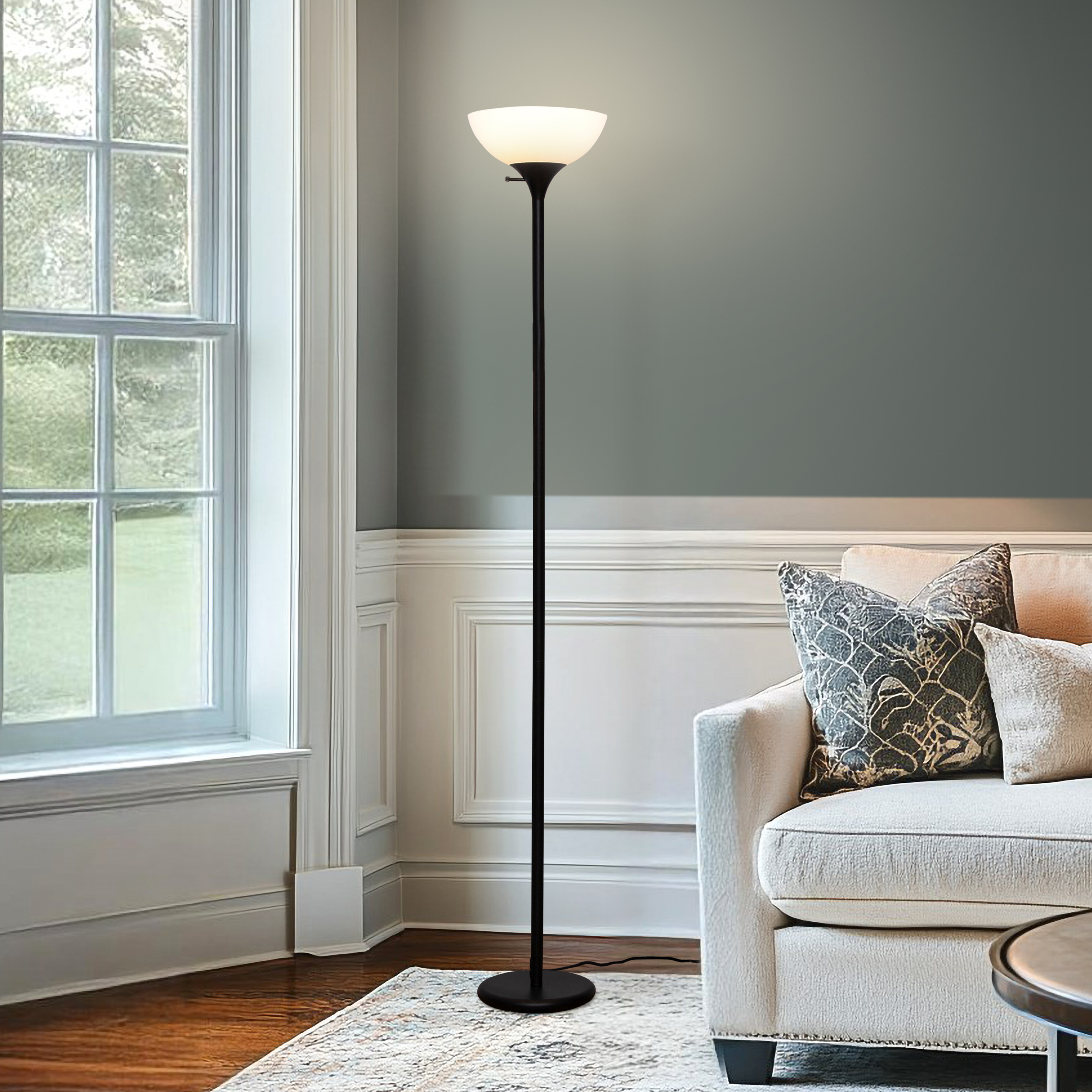 Brightech Sky Dome 72 in. Black Torchiere LED Uplight Floor Lamp