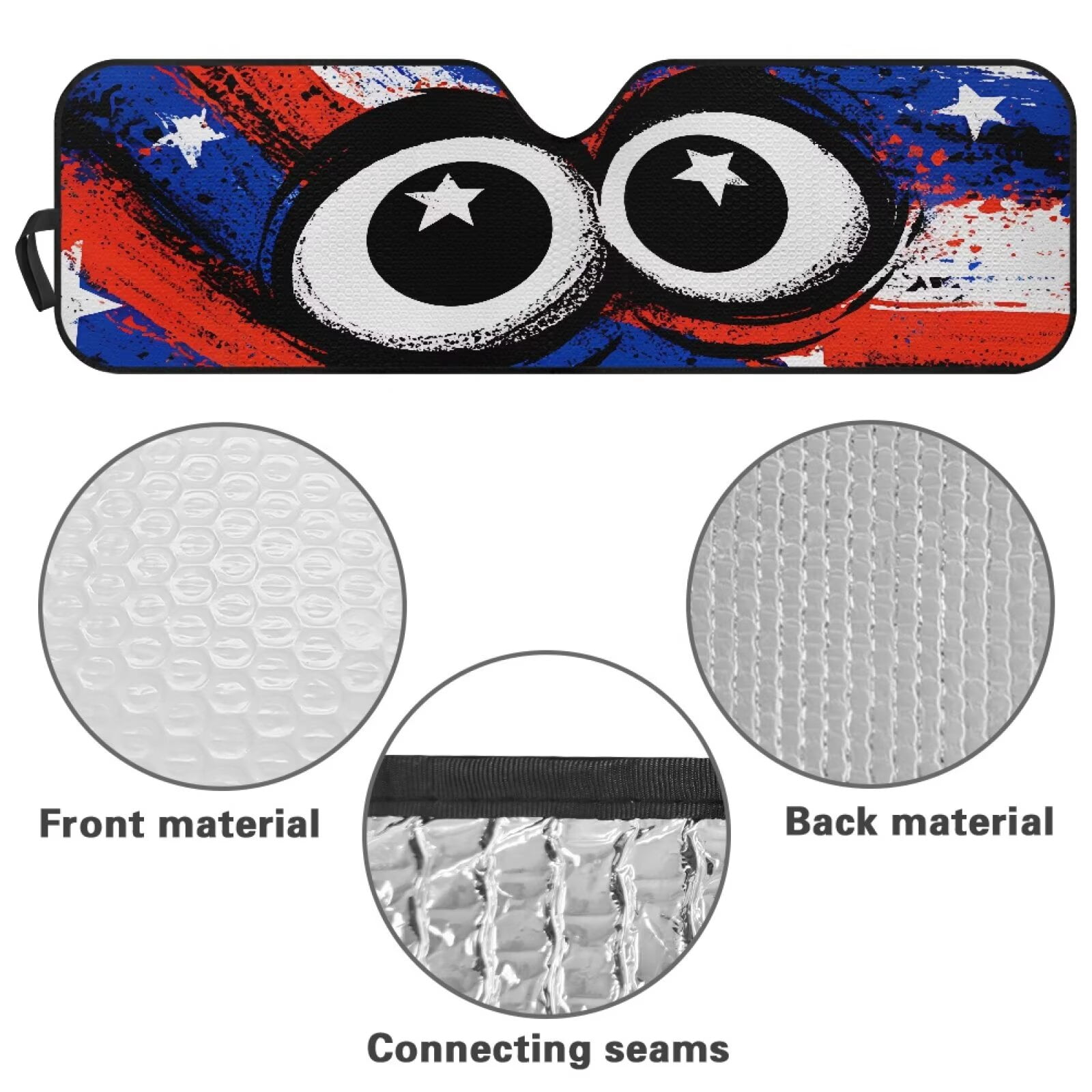 Binienty Funny Car Windshield Sun Shade Eyes American Flag Sun Shade for Jeep Wrangler JK/JKU 2007-2018 Foldable Sunvisor Heat Reflector-Keep Your Vehicle Cool