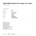 thumbnail image 2 of 1996-2000 Honda Civic Sedan 14" Silver OEM Factory Wheel Rim 4891537, 2 of 2