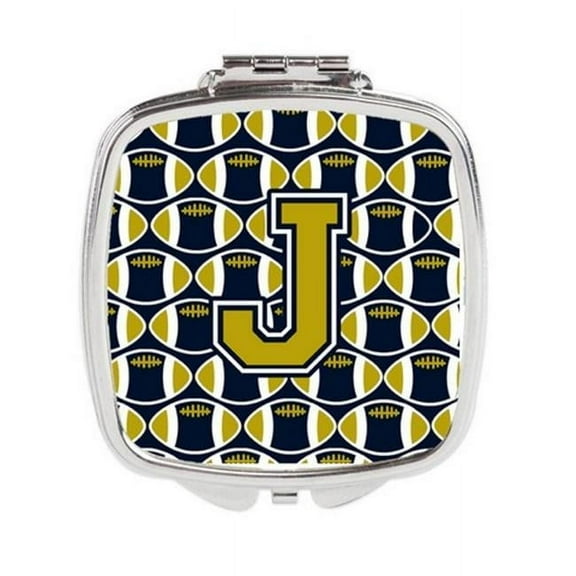 Carolines Treasures Letter J Football Blue & Gold Compact Mirror