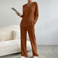thumbnail image 4 of Byworldtasic Lounge Sets for Women No Boundaries Long Sleeve Knit Ribbed Pajama Sets 2-Piece Loungewear with Pockets, 4 of 9
