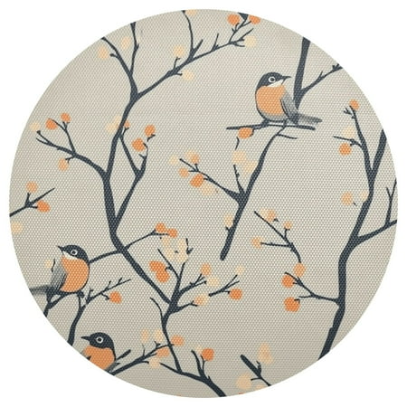 

Birds on Branches Pattern 4-Piece 15.4in Heat-Proof PVC Plate Mats Easy Cut and Clean for Family Use