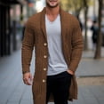 thumbnail image 2 of Men's Cable Knit Long Cardigan Button Front Shawl Collar Sweater Coat, 2 of 6