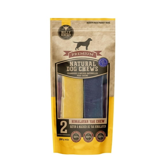 Bully Bunches Himalayan Yak Chew Variety Pack (2 unités) Super longue durée à mâcher naturel pour chien Pack varié à mâcher de yak