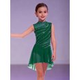 thumbnail image 6 of LiiYii Girls Latin Jazz Lyrical Dance Dress Ballroom Dancewear Ballerina Outfits High-Low Hem Tutu Skirt Dark Green 12, 6 of 7