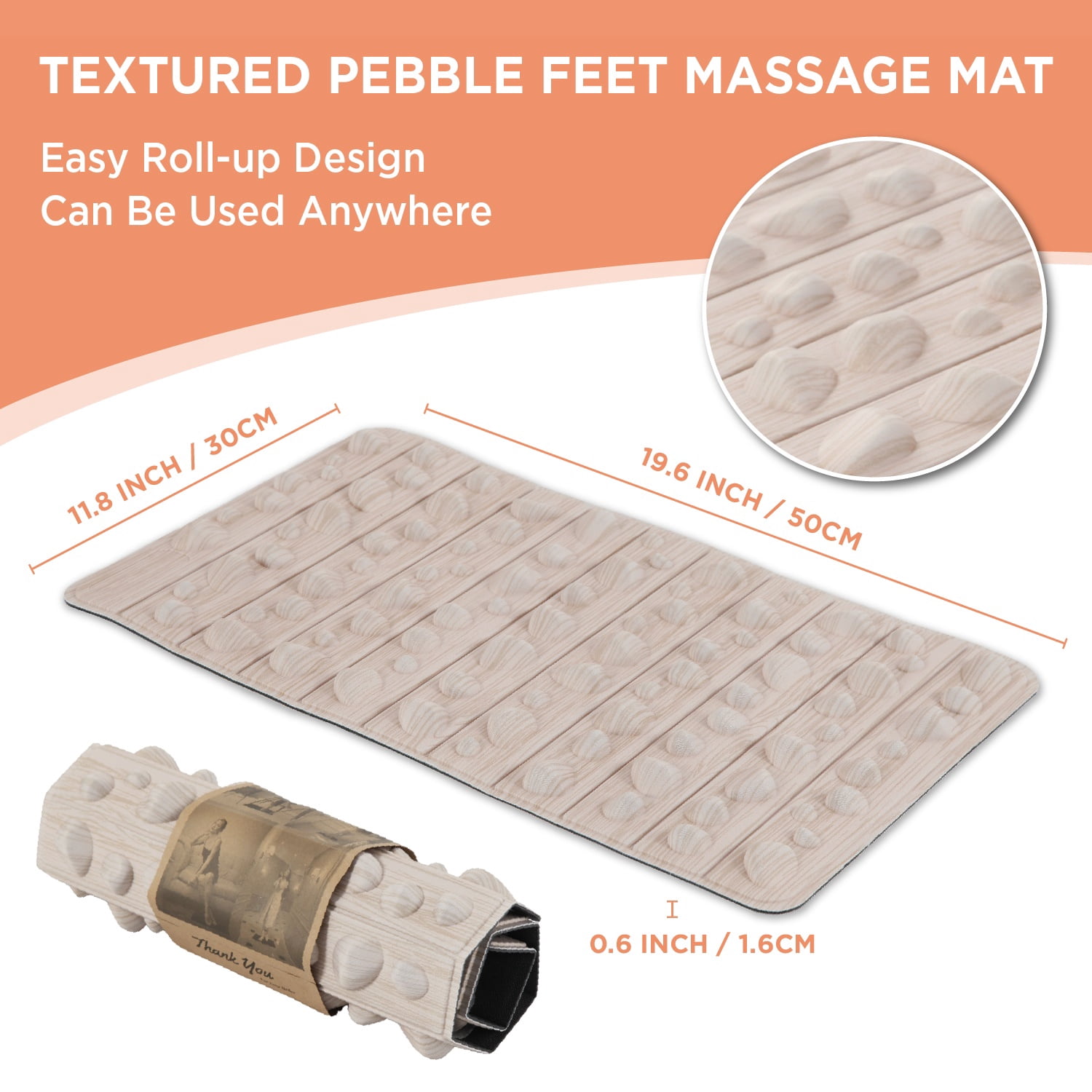 Foot Massager Mat | Relieve Foot Pain Plantar Fasciitis Heel Arch Pain & Stress - Travel Reflexology Mat